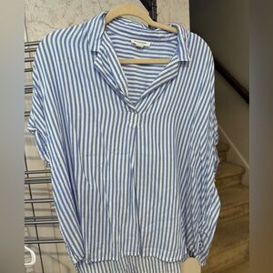 beachlunchlounge Blue and White Striped Button Down Shirt